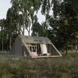 Die abfallenden Seitenwänden machen das Haus sehr elegant.