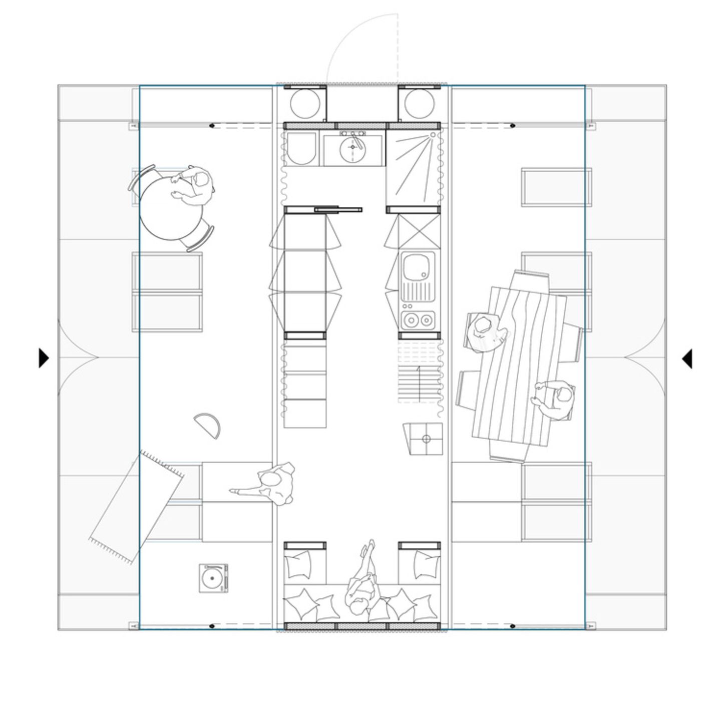 Der Grundriss zeigt das quadratische Format des Tiny Houses.