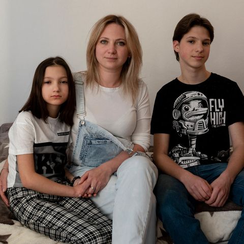 Ekaterina mit Tochter Kira und Sohn Danylo