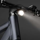 Die Kabel werden in das Steuerrohr geführt. Die Lampe hat eine praktische Fernlichtfunktion.