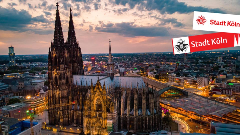 Der Kölner Dom und das alte und das neue Stadtwappen