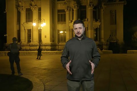 Wolodymyr Selenskyj, Präsident der Ukraine, während einer Ansprache am Donnerstagabend