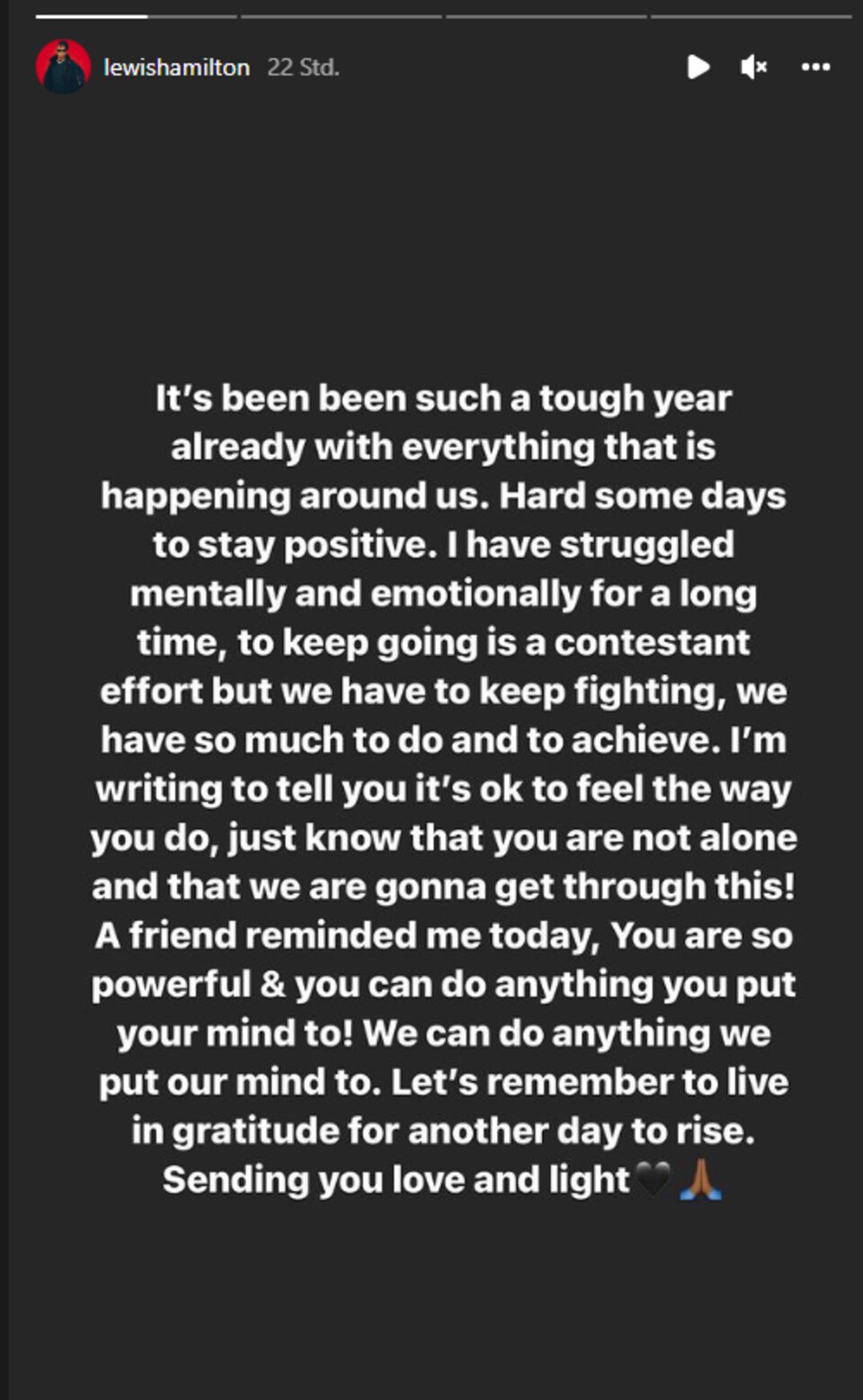 Screenshot Instagramaccount Lewis Hamilton Screenshot Instagramaccount Lewis Hamilton