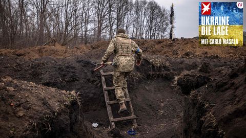 Ukrainischer Soldat an der Frontlinie im Osten von Charkiw