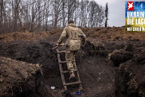 Ukrainischer Soldat an der Frontlinie im Osten von Charkiw