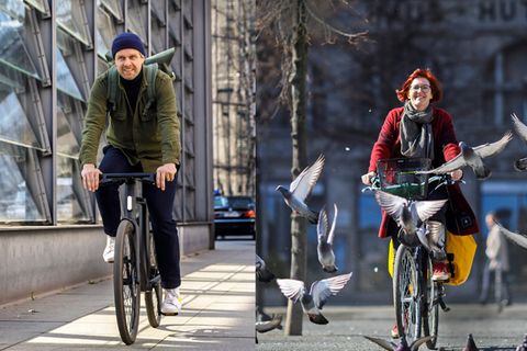 Jan Rosenkranz und Tina Kaiser auf ihren E-Bikes