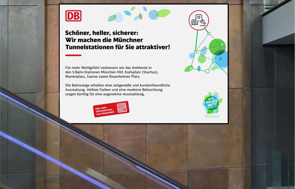 In diesem Design wird die Deutsche Bahn in Zukunft ihre Kundinnen und Kunden über Baumaßnahmen informieren