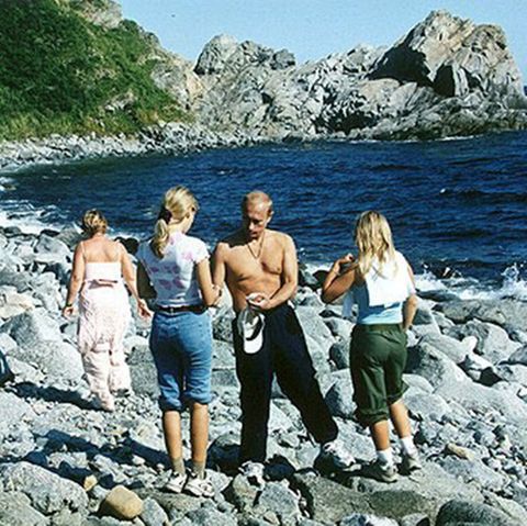 Wladimir Putin mit Ehefrau und Kindern