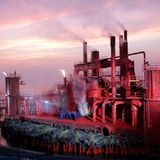 Bei "Der Troubadour" 2006 sah die Bühne der Bregenzer Festspiele aus wie eine Fabrik mit qualmenden Schornsteinen