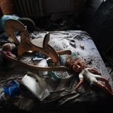 Ein Kinderzimmer, dass in Charkiw bei einem Raketeneinschlag zerstört wurde