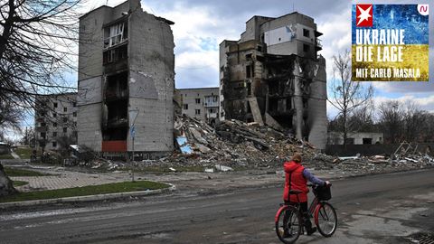 Zerstörungen in Borodianka: Nach Ansicht von Carlo Masala könnte der Krieg in der Ukraine noch Monate dauern