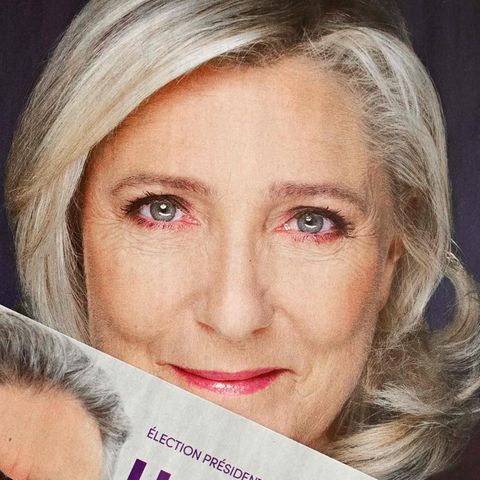 Emmanuel Macron (l.) und Marine Le Pen haben die größten Chancen auf das Präsidentenamt in Frankreich, Linkspolitiker Jean-Luc Mélenchon (u.) liegt in Umfragen auf dem dritten Rang 