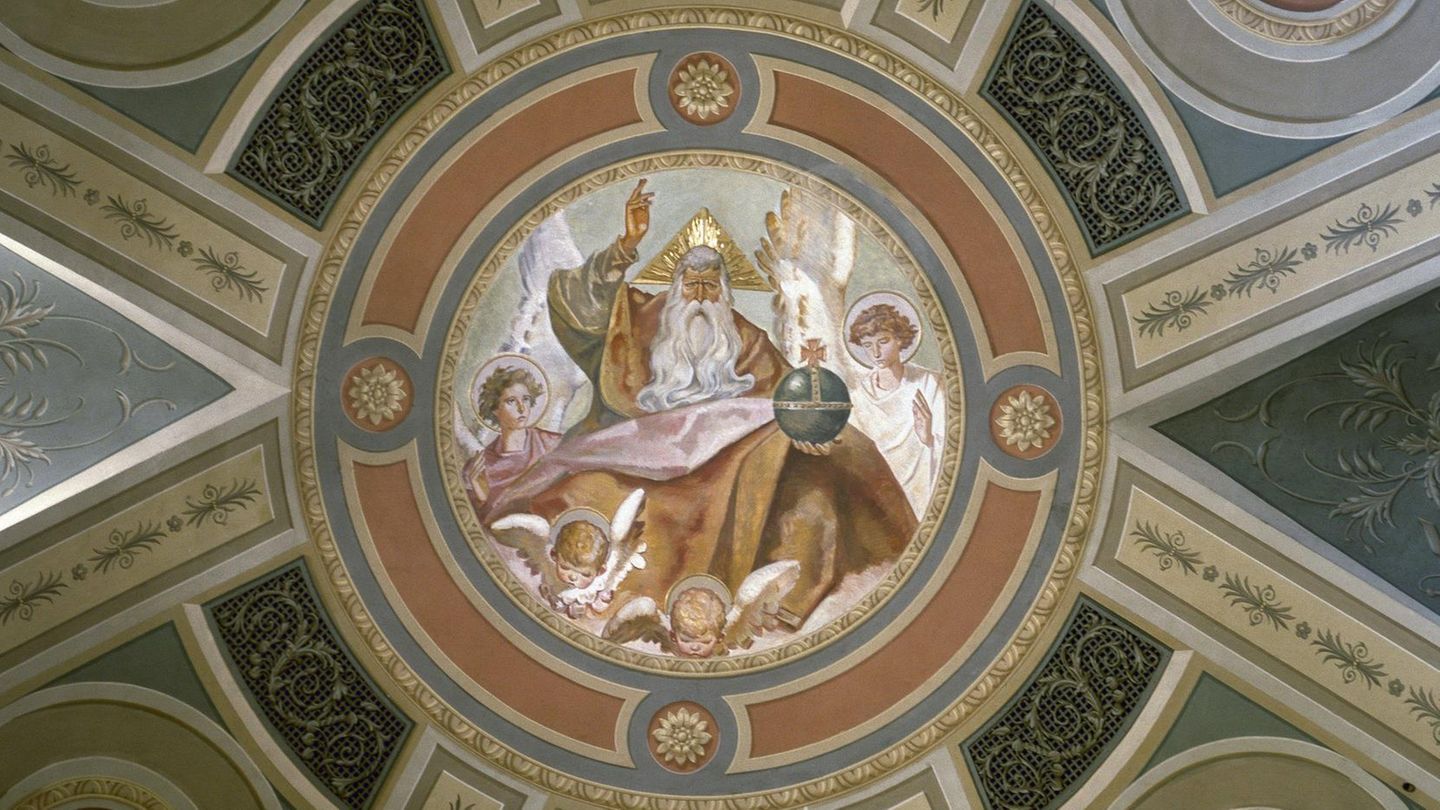 Gemälde von Gott als alter weißer Mann mit Bart