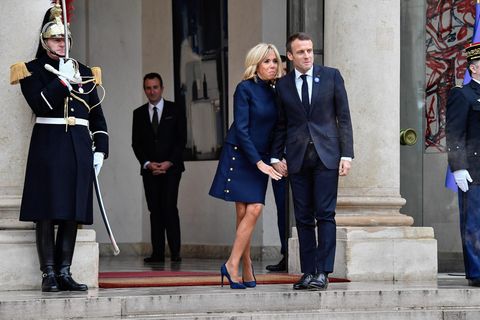 Frankreichs Blau und Frankreichs Mode haben einen festen Platz in Brigitte Macrons Repertoire.