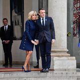 Frankreichs Blau und Frankreichs Mode haben einen festen Platz in Brigitte Macrons Repertoire.