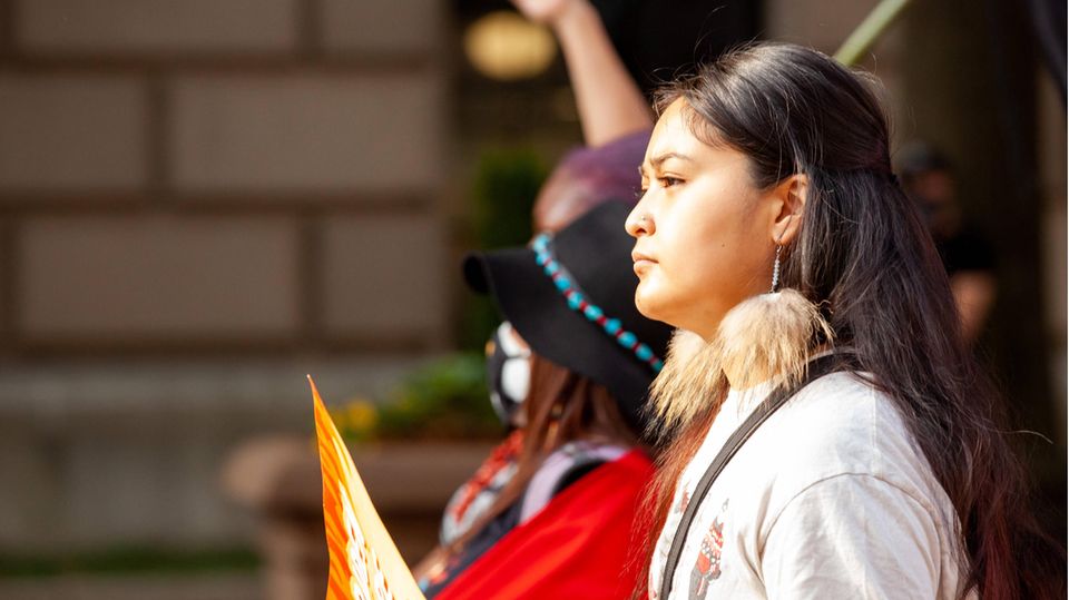 Ureinwohner bei einem Protest am Capitol in Washington