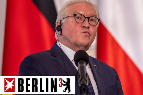 Berlin hoch 3.Kolumne - Bundespräsident Steinmeier verzieht das Gesicht