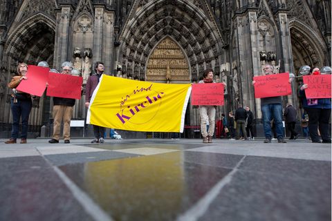 Protest vor dem Kölner Dom
