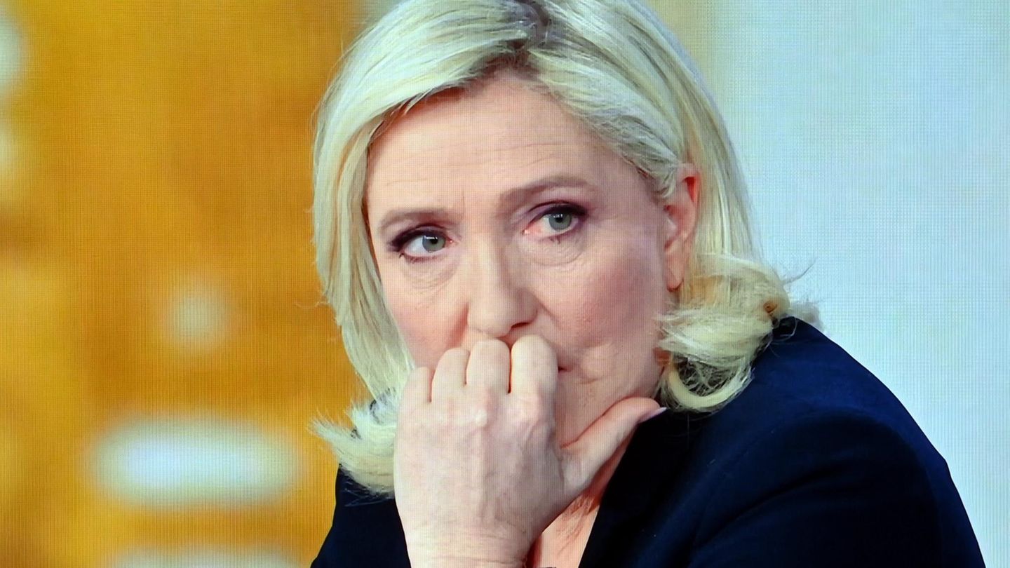 Marine Le Pen beim TV-Duell mit Macron