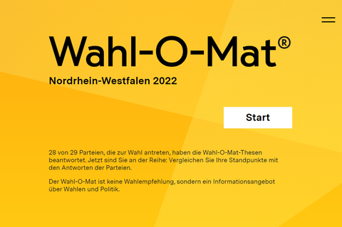 Wahl-O-Mat Nordrhein-Westfalen Wahl in NRW 2022 Landtagswahl