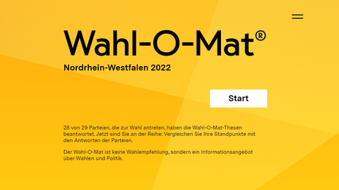 Wahl-O-Mat Nordrhein-Westfalen Wahl in NRW 2022 Landtagswahl