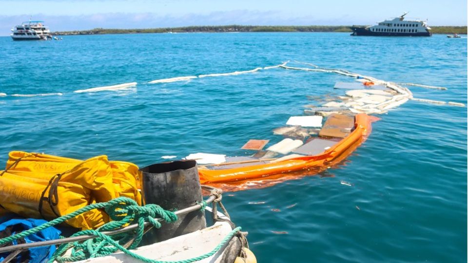 Nach dem Untergang eines Schiffes vor den Galápagos-Inseln breitet sich ein Ölteppich auf dem Meer aus