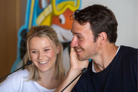 Felix Neureuther und seine Frau Miriam bei einem Pressetermin 2019