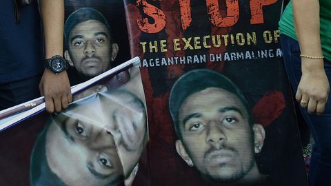 Aktivisten protestieren in Singapur gegen die geplante Hinrichtung von Nagaenthran K. Dharmalingam