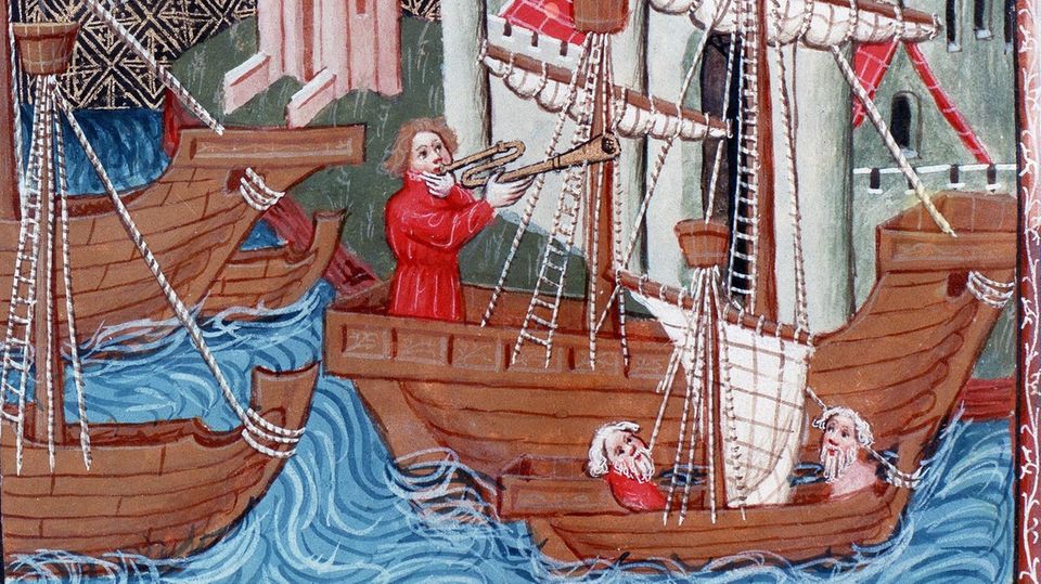 Eine Abbildung aus Marco Polos Reisebericht, der um 1300 entstand