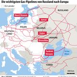 Die wichtigsten Gas-Pipelines von Russland nach Europa