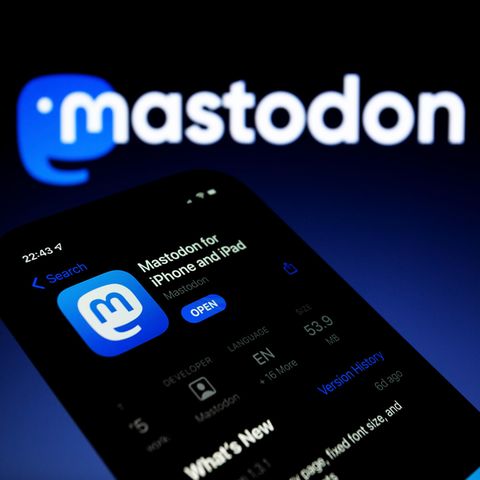 Mastodon logo on smartphone