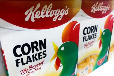 Eine Cornflakes-Packung von Kellogg's