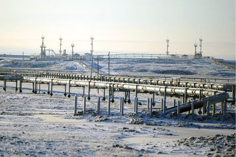 Das Erdgasfeld Bovanenkovo zählt zu den größten in der Polarregion. Nach Angaben des Konzern Gazprom sollen dort 26.5 Billion Kubikmeter Gas liegen.