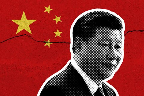 Xi Jinping vor einer chinesischen Flagge (Bildmontage)