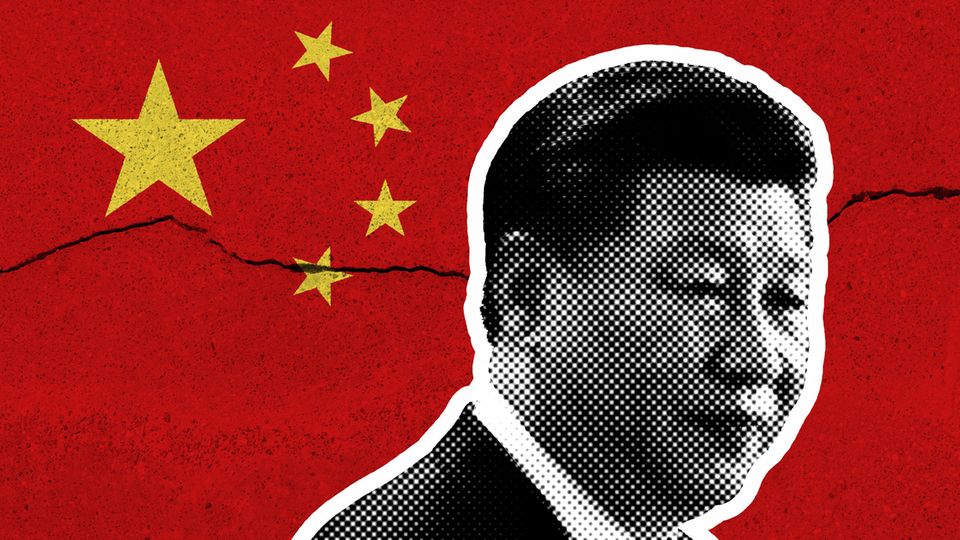 Xi Jinping vor einer chinesischen Flagge (Bildmontage)