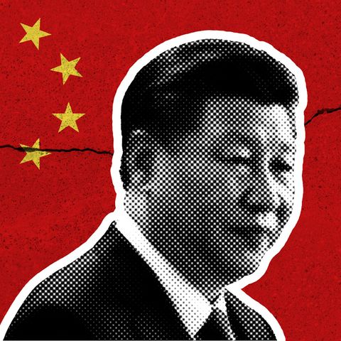 Xi Jinping vor einer chinesischen Flagge (Bildmontage)