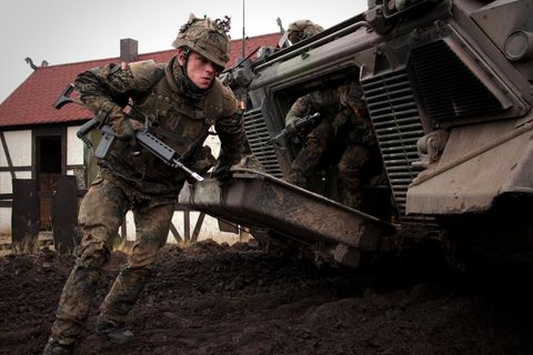 Absetzen der Infanteristen bei einer Übung.