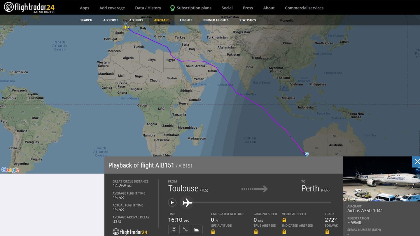 Australienflug von F-WMIL