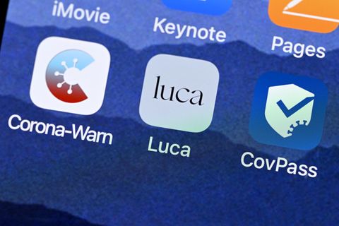 Das Symbol der Luca-App neben der Corona-Warn-App und der Covpass-App
