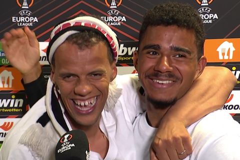 Eintracht Frankfurt: Timothy Chandler und Ansgar Knauff feiern den Finaleinzug in der UEFA Europa League