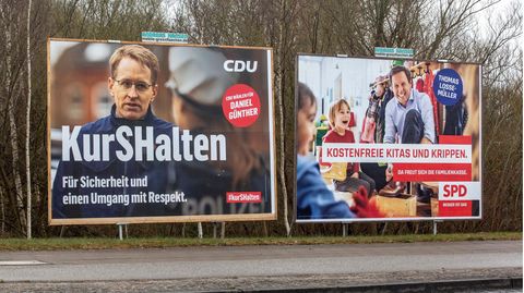 Wahlplakate in Schleswig-Holstein für die Wahl des Landtags