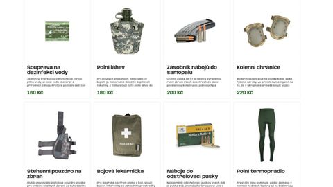 Ein Screenshot des Online-Shops, in dem Unterstützer virtuell Waffen für die Ukraine kaufen können