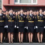 Militärangehörige während Putins Militärparade
