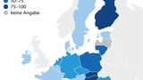 Diese Karte zeigt, wie hoch der Anteil russischen Öls an den nationalen Öl-Importen der EU-Länder ist