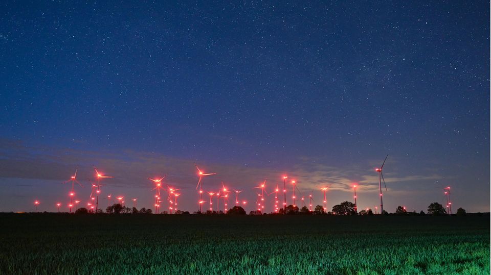 Lichtverschmutzung Artensterben Beleuchtete Windräder