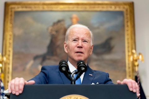 Joe Biden, Präsident der USA, spricht im Roosevelt Room des Weißen Hauses