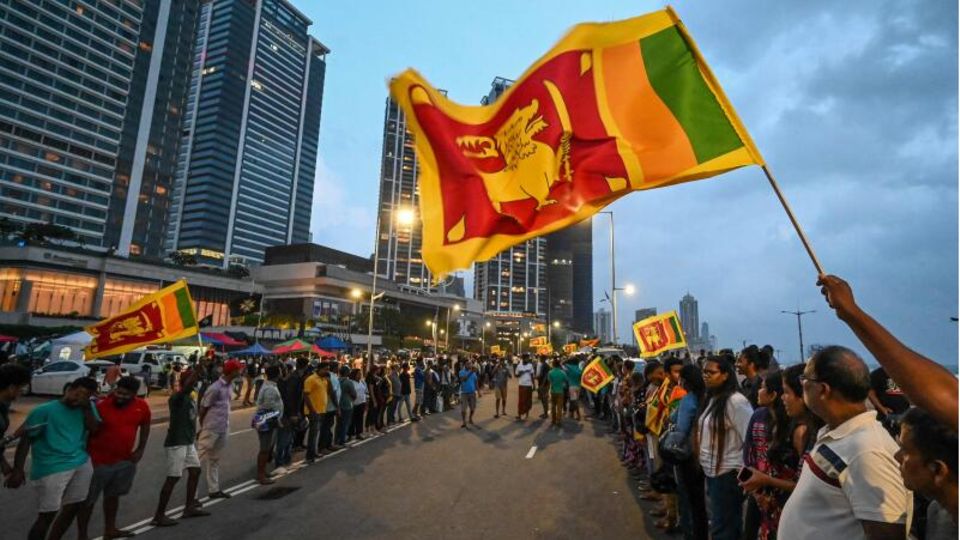 Anti_Regierungs-Demonstranten in Colombo
