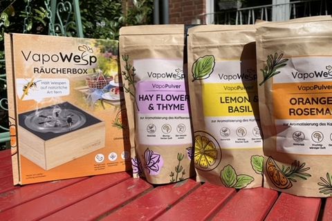 VapoWesp aus DHDL ist eine Räucherbox, in der Kaffeepulver mit verschiedenen Kräutermischungen verqualmt wird.