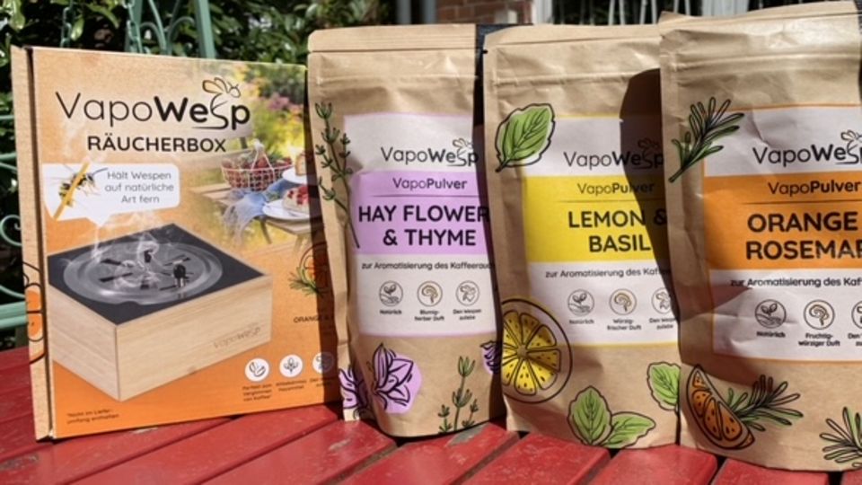 VapoWesp aus DHDL ist eine Räucherbox, in der Kaffeepulver mit verschiedenen Kräutermischungen verqualmt wird.