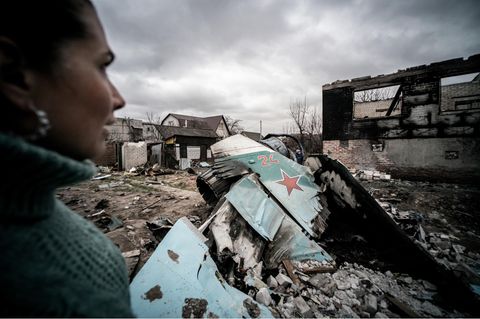 Ukraine-Krieg: Eine SU-34, die von den ukrainischen Streitkräften abgeschossen wurde